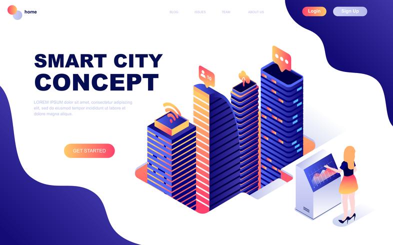 Modern flat design isometric concept of Smart City Technology vector