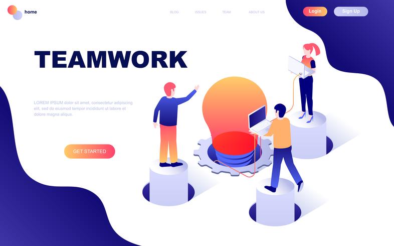 Modern flat design isometric concept of Teamwork vector