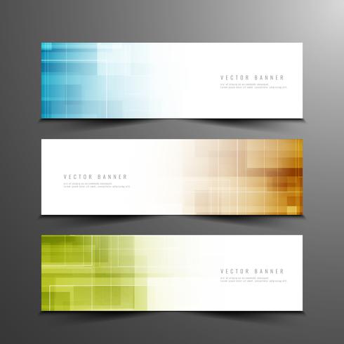 Conjunto de banners geométricos elegante colorido abstracto vector