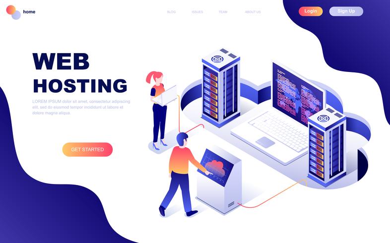 Modern flat design isometric concept of Web Hosting vector