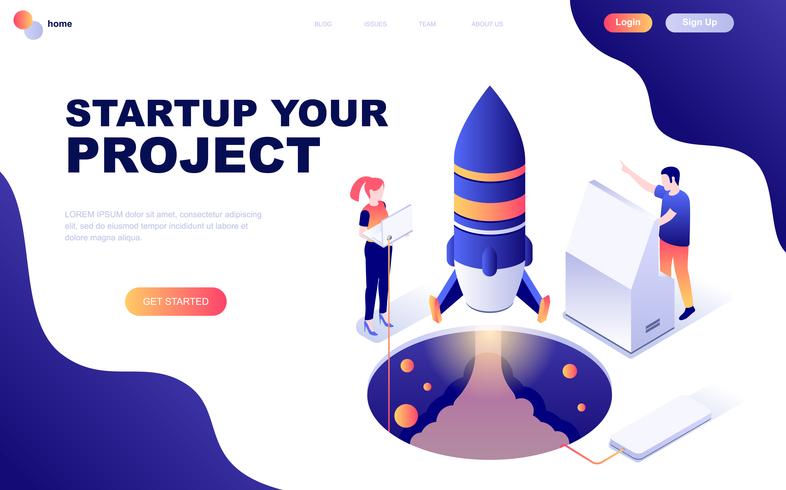 Modern flat design isometric concept of Startup Your Project vector