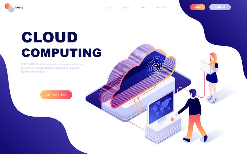 Modern flat design isometric concept of Cloud Technology vector