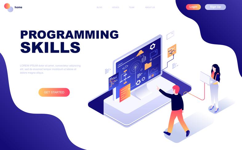 Modern flat design isometric concept of Programming Skills  vector