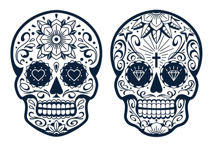 Vector Mexican Skulls with Patterns