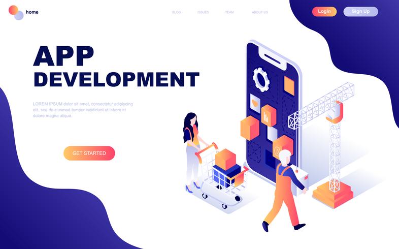 Modern flat design isometric concept of App Development  vector