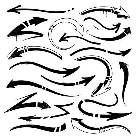 Conjunto de flechas de graffiti vector