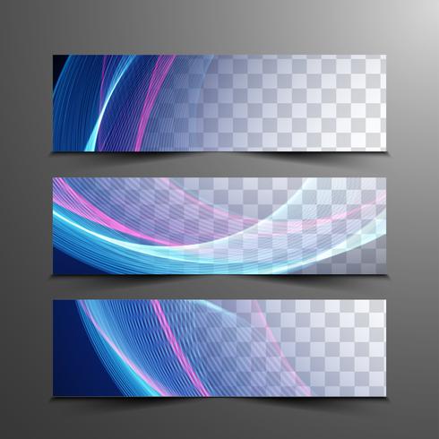 Abstract colorful wavy elegant banners set vector