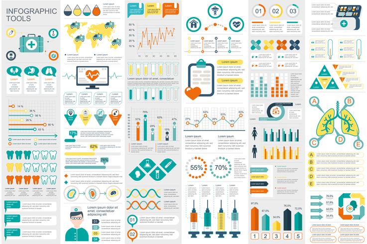 Infografía médica elementos de visualización de datos vector diseño de plantilla