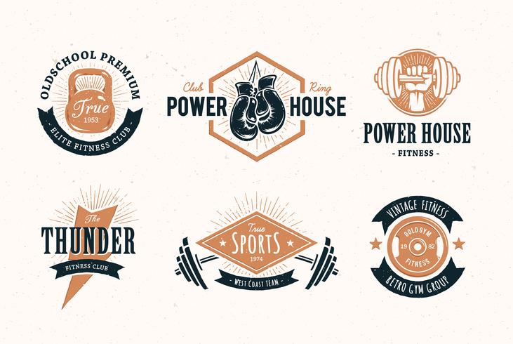 Emblemas de fitness retro vector