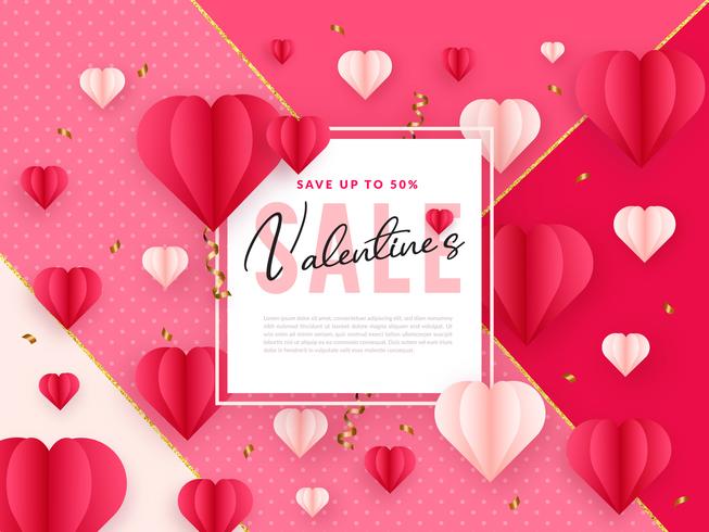 Fondo de venta de papel de San Valentín de arte vector