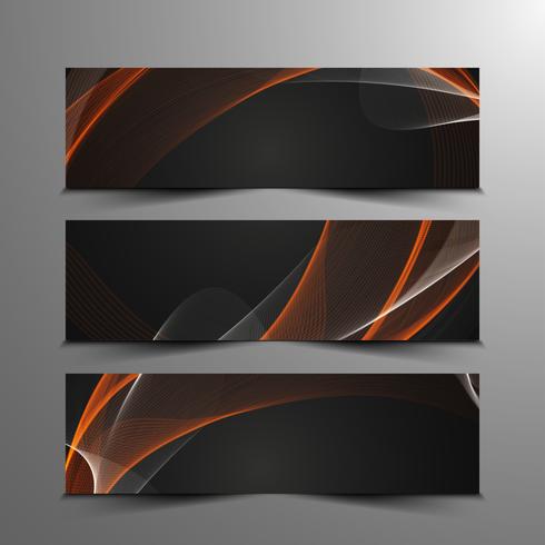 Conjunto de banners elegante ondulado colorido abstracto vector