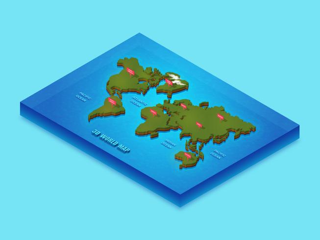 Mapa isométrico internacional 3D vector