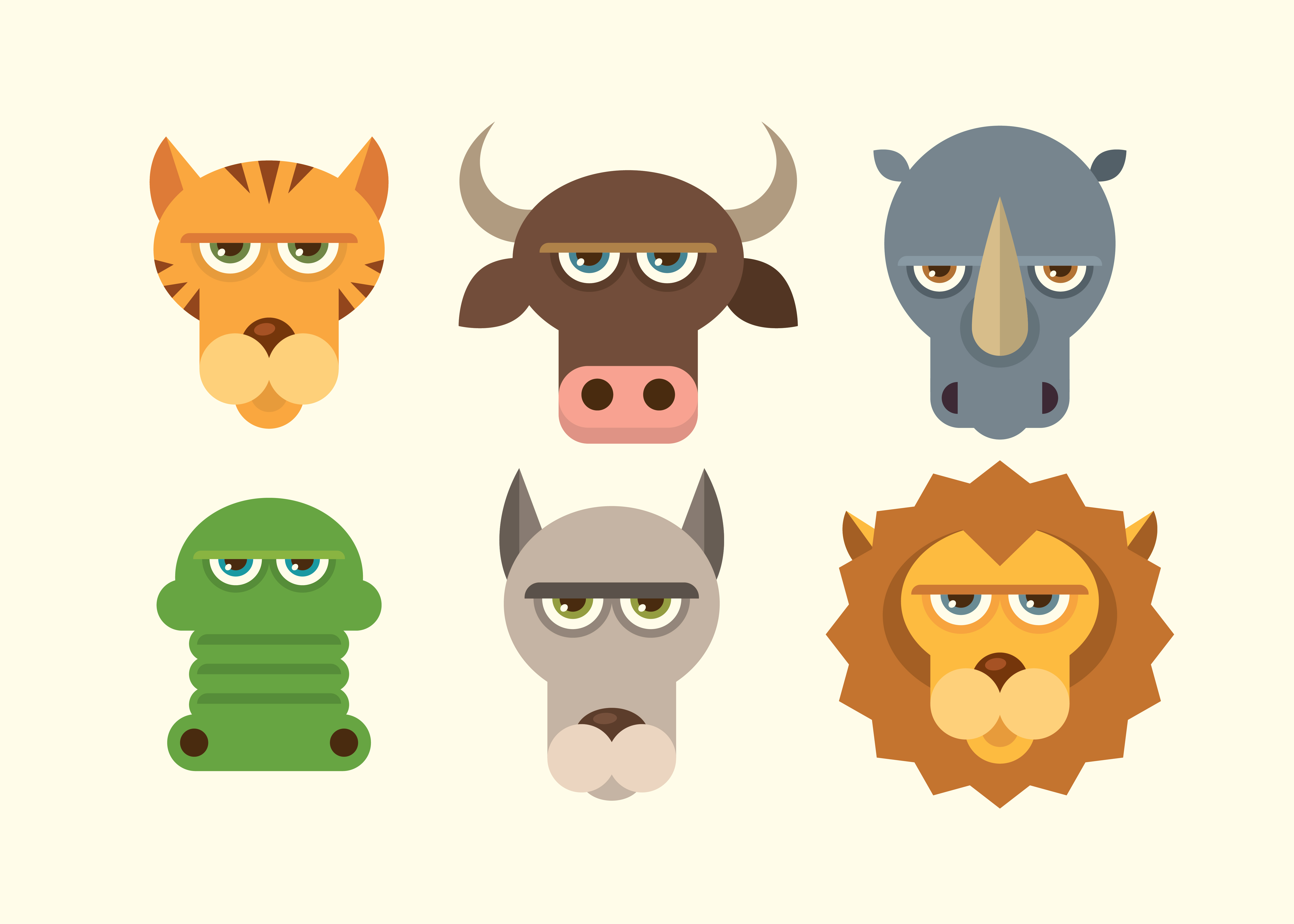 Animal faces set 338582 Vector Art at Vecteezy