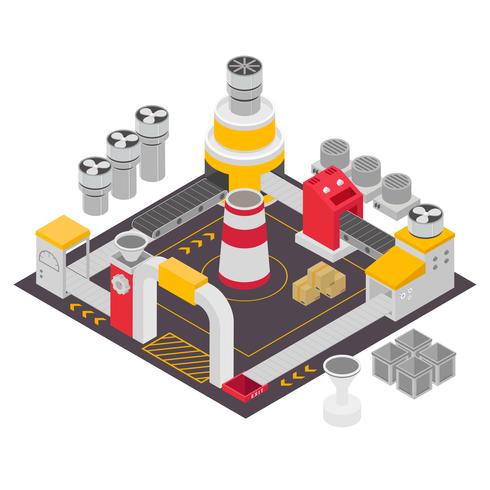 Isometric Industrial Buildings Set Vector Illustration