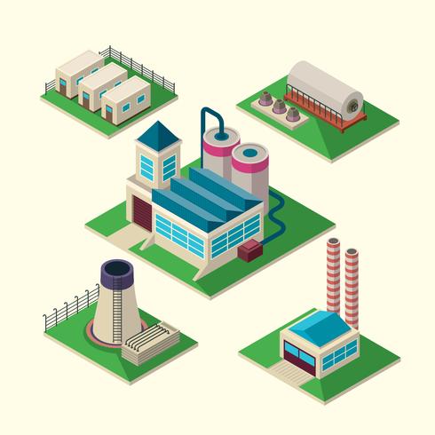 Industrial buildings set vector