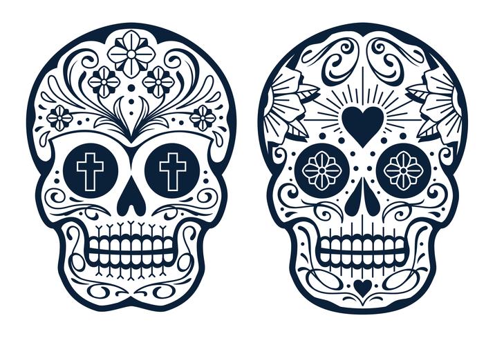 Vector calaveras mexicanas con patrones