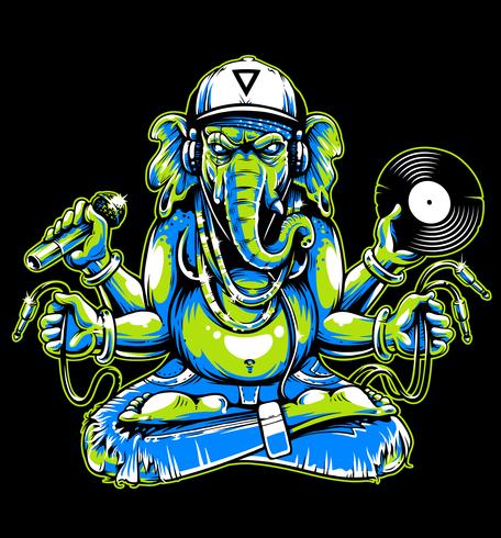 Ganesha with Musical Attributes Vector