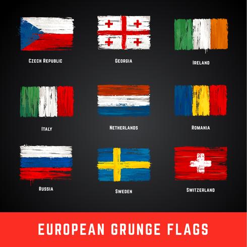 Grunge Flags Vector Set