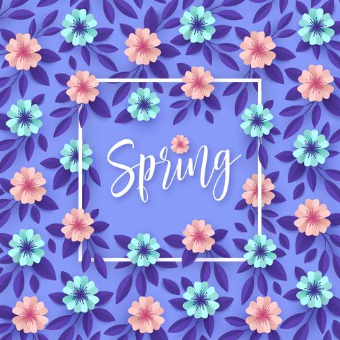 Spring Flowers Paper Art Background