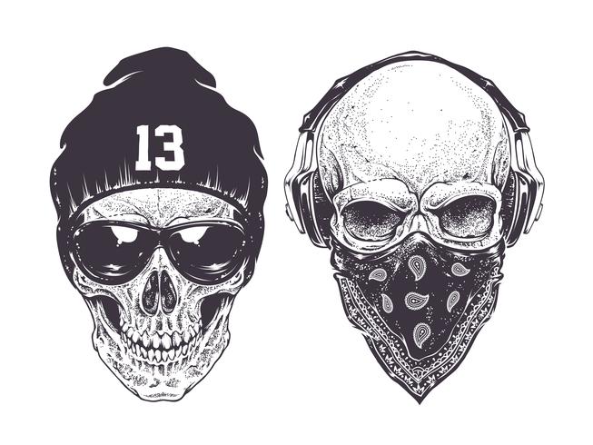 Dotwork Skulls vector