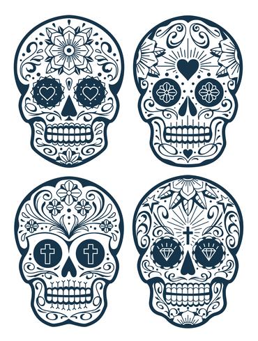 Vector calaveras mexicanas con patrones