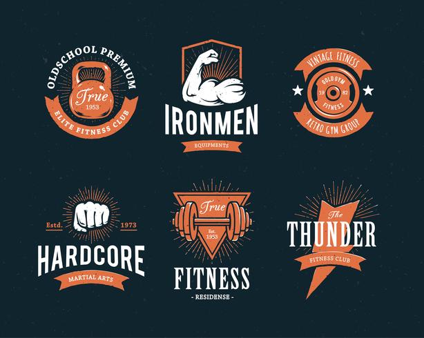 Emblemas de fitness retro vector