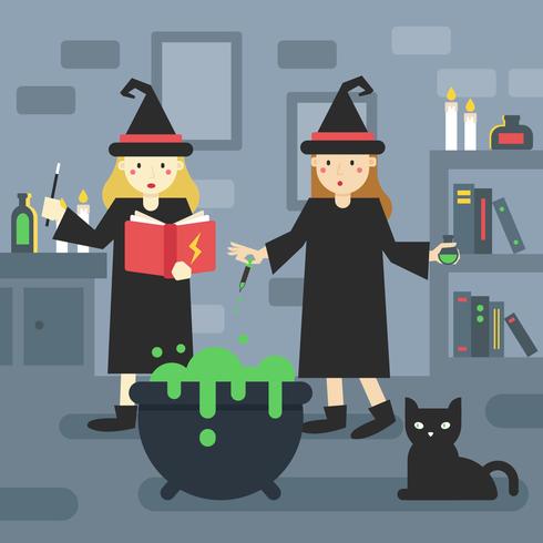 2 Wizard Students in School vector