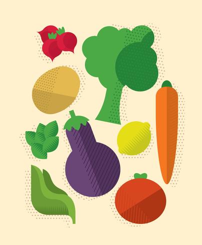 Colorido conjunto de vegetales vector