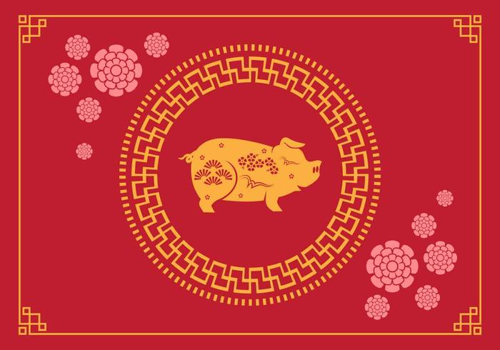 Chinese New Year Pig  Vector Illustration