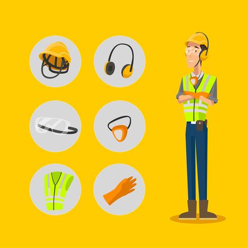  Personal Protective  Equipment Character Icons Set vector