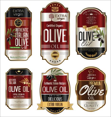 Colección de fondo dorado vintage retro de aceite de oliva vector