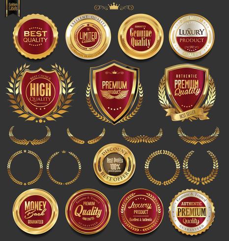 Luxury premium golden badges and labels vector