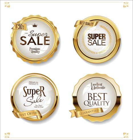 Luxury premium golden badges and labels vector