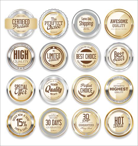 Luxury premium golden badges and labels vector