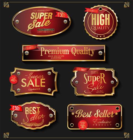 Luxury premium golden badges and labels vector