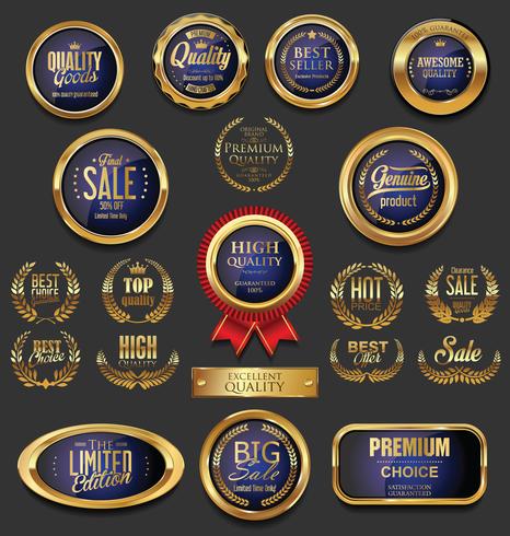 Luxury premium golden badges and labels vector