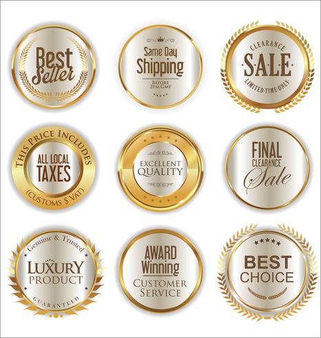 Luxury premium golden badges and labels vector