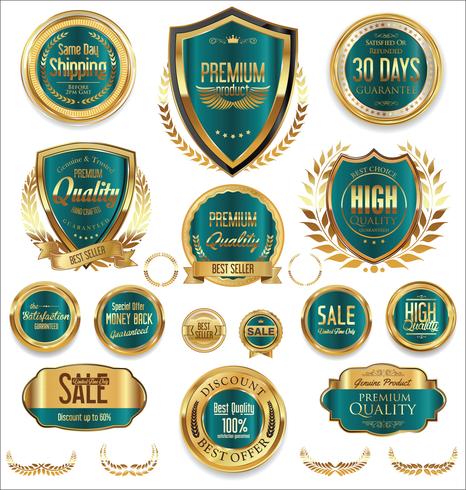 Luxury premium golden badges and labels vector