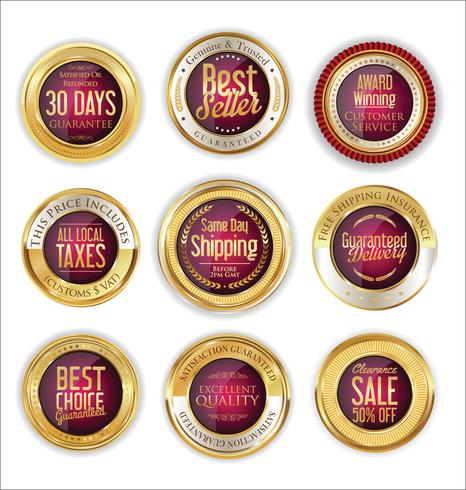 Luxury premium golden badges and labels vector