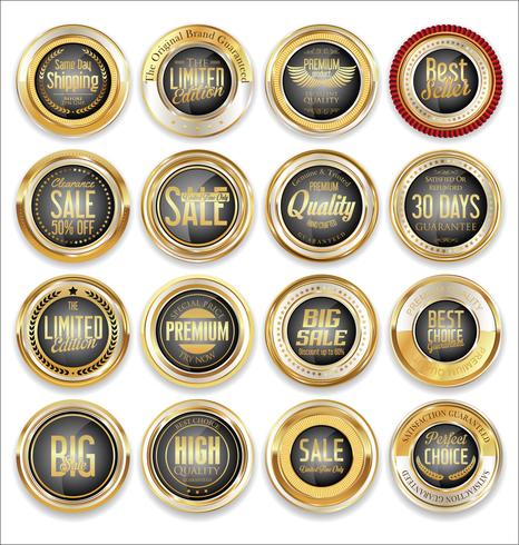 Luxury premium golden badges and labels vector