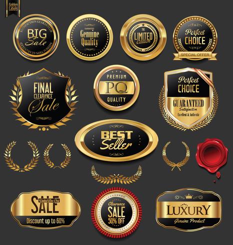 Luxury premium golden badges and labels vector