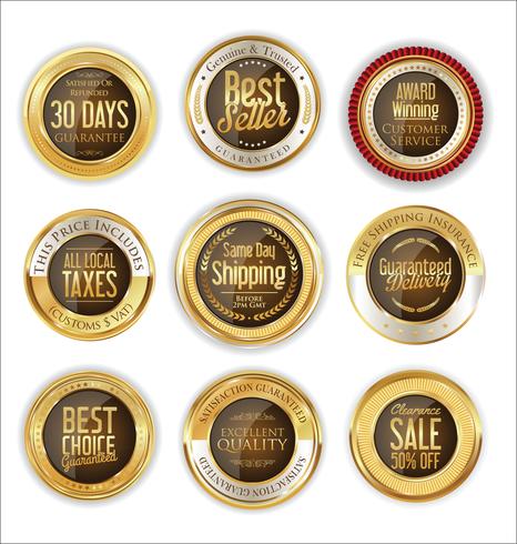 Luxury premium golden badges and labels vector