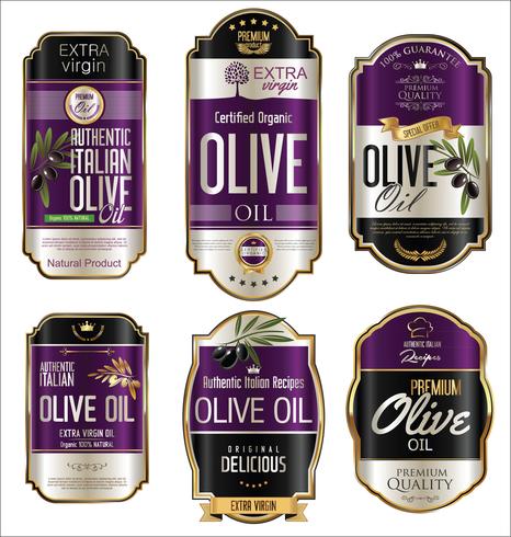 Olive oil retro vintage golden background collection vector