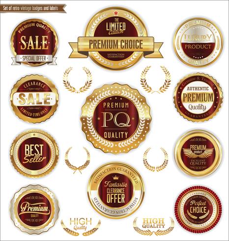 Golden sale labels retro vintage design collection vector