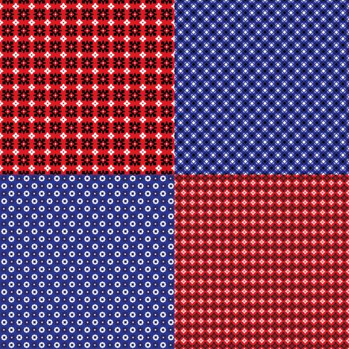 red and blue bandana geometric patterns vector