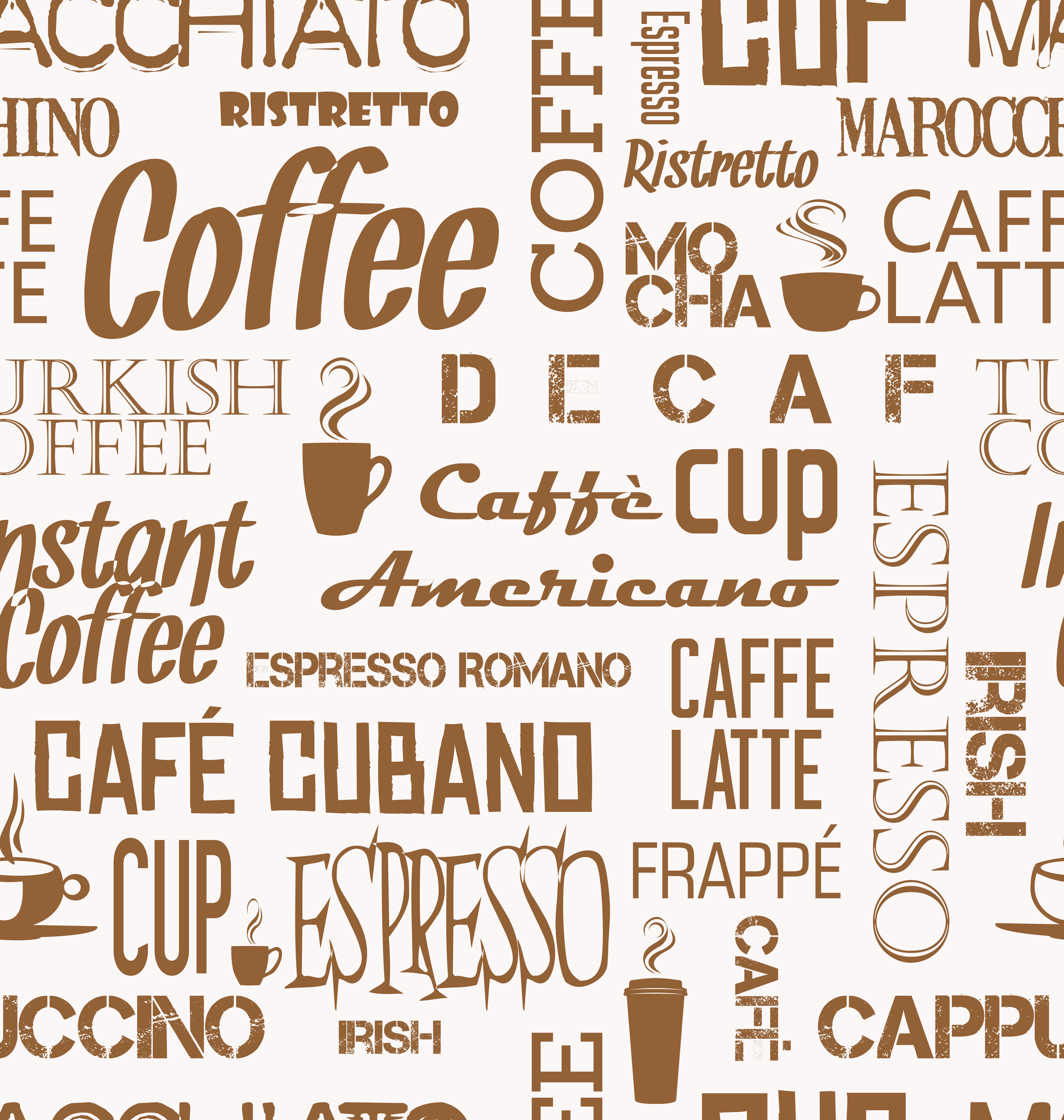 Background seamless tile of coffee words and symbols 339165 Vector Art
