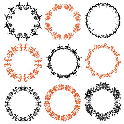 halloween damask circle frames  vector