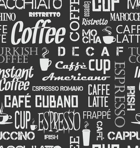 Background seamless tile of coffee words and symbols vector