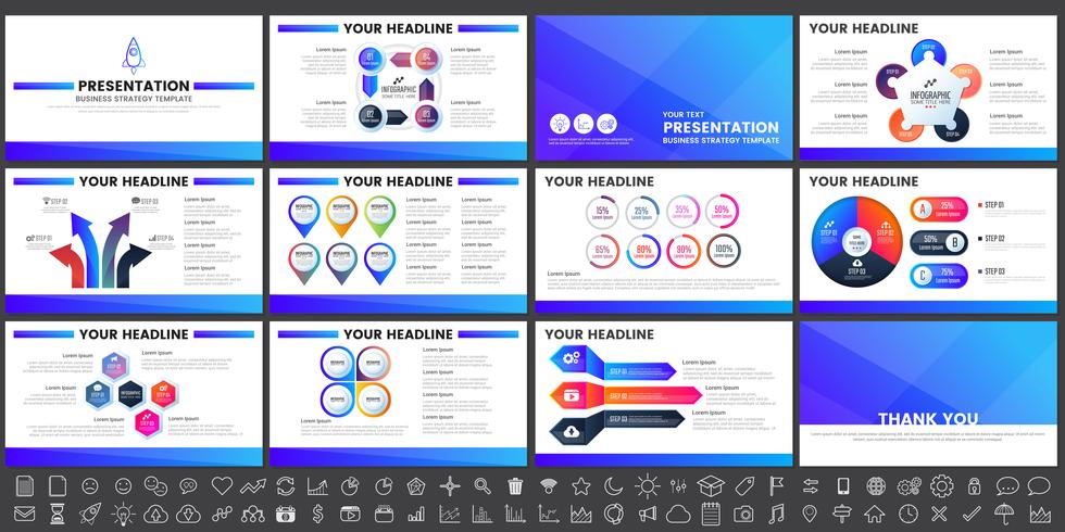 Elementos modernos de infografías para plantillas de presentaciones para banner. vector