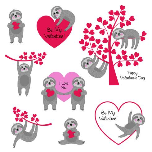 sloth valentines vector